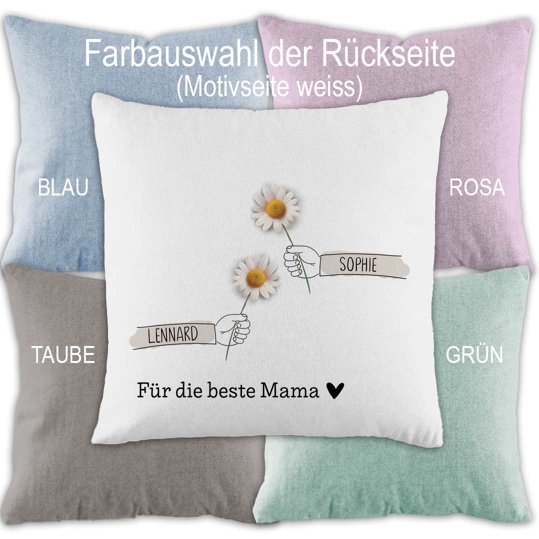 Personalisiertes Kissen für Mama | Minimalistisches Geburtstagsgeschenk, Muttertag & Weihnachten | 40x40cm, Zweifarbig inkl. Füllung