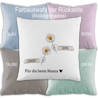 Personalisiertes Kissen für Mama | Minimalistisches Geburtstagsgeschenk, Muttertag & Weihnachten | 40x40cm, Zweifarbig inkl. Füllung