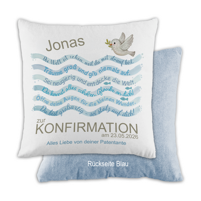 Personalisiertes Kissen zur Konfirmation mit Name & Datum "Maritim"