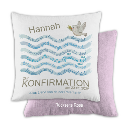 Personalisiertes Kissen zur Konfirmation mit Name & Datum "Maritim"