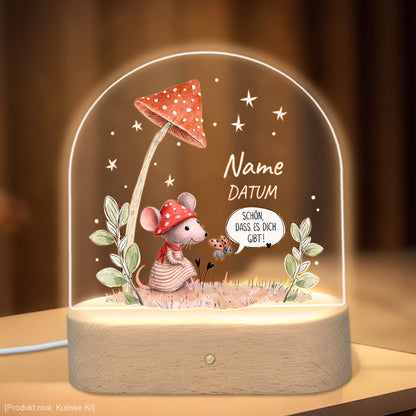 Personalisiertes Nachtlicht Waldtiere mit Namen und Datum