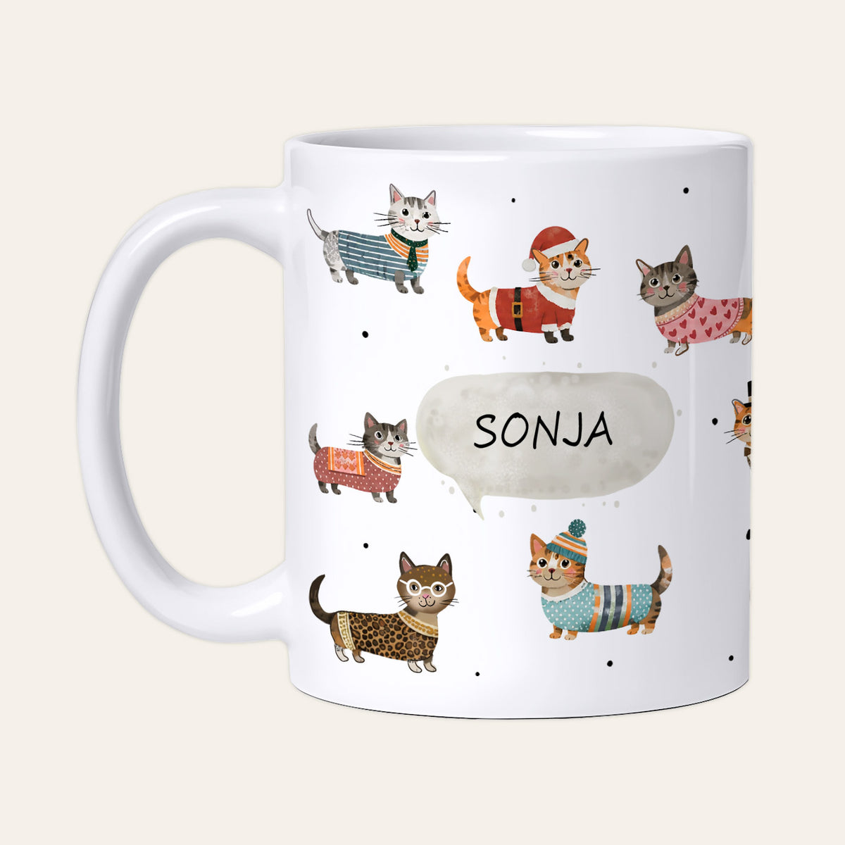 Tasse personalisiert mit Katzen & Wunschtext