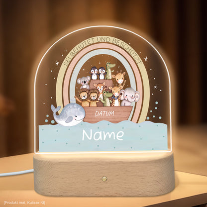 Nachtlicht Arche Noah personalisiert mit Name und Wunschdatum