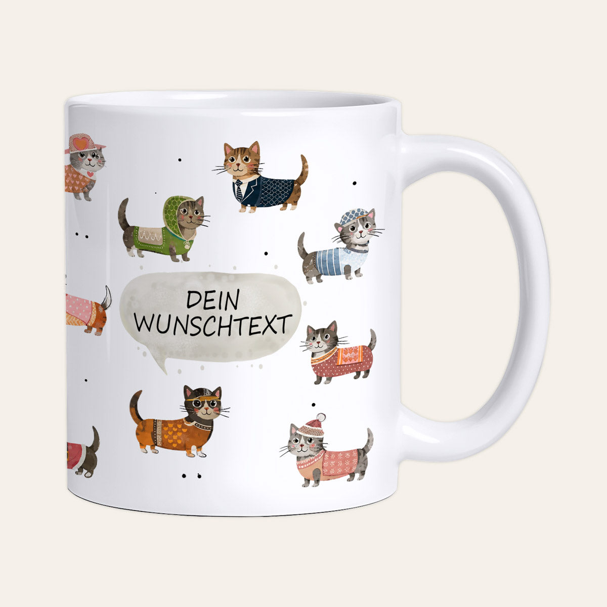 Tasse personalisiert mit Katzen & Wunschtext