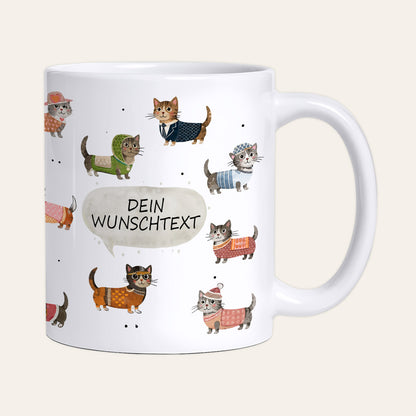 Tasse personalisiert mit Katzen & Wunschtext