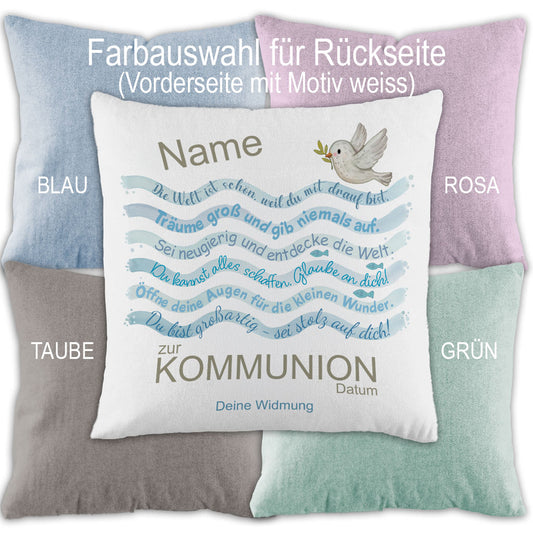 Nahaufnahme der hochwertigen matten Leinen-Optik des Namenskissens für Kinder, Teenager und Jugendliche