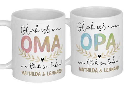 Oma Geschenk Opa Tasse mit Namen Emailletasse oder Keramiktasse personalisiert Geburtstag Großeltern Weihnachtsgeschenk Geburtstagsgeschenk