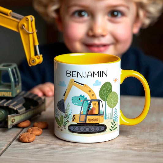 Die personalisierte Fahrzeug-Tasse für kleine Helden