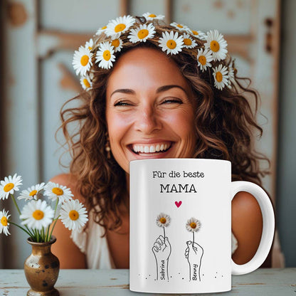 Mama Tasse personalisiert – Gänseblümchen Design, Muttertags- & Geburtstagsgeschenk Idee | Geschenk für Frauen
