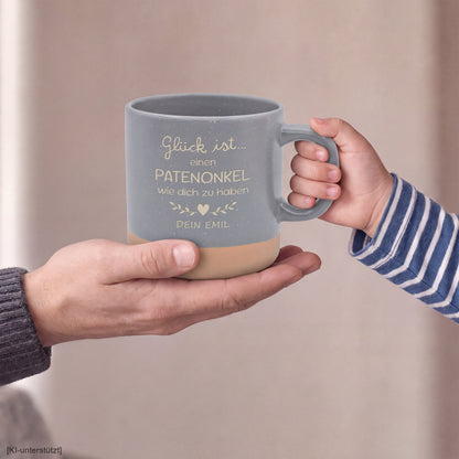 Gravierte Steingut Tasse – Glück ist, eine(n) Lieblingsmenschen wie dich zu haben