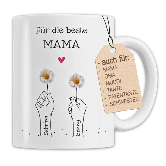 Mama Tasse personalisiert – Gänseblümchen Design, Muttertags- & Geburtstagsgeschenk Idee | Geschenk für Frauen