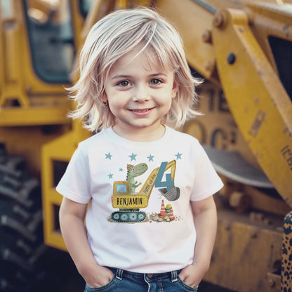 Das "Baustellen-Dino" Geburtstags-Shirt | Personalisiert