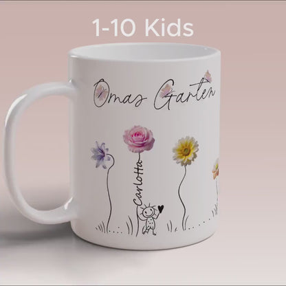 Oma Geschenk personalisierte Tasse von Enkeln, perfekte Geschenkidee Geburtstagsgeschenk oder Weihnachtsgeschenk Großmutters Garten