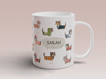 Tasse personalisiert mit Katzen & Wunschtext