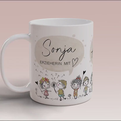 Erzieher Geschenk Lehrerin Geschenk Lehrer Tagesmutter Tasse personalisiert Kita Abschiedsgeschenk Erzieherin mit Herz Geschenkidee Abschied