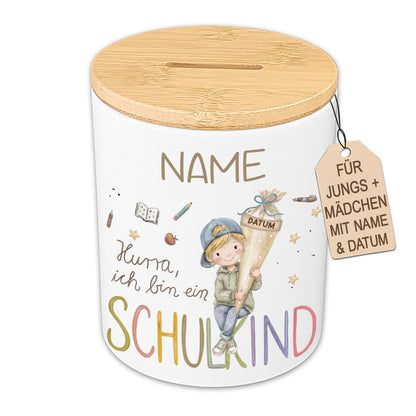 Personalisierte Kinder-Spardose & Stiftehalter "Schulkind" (Keramik)