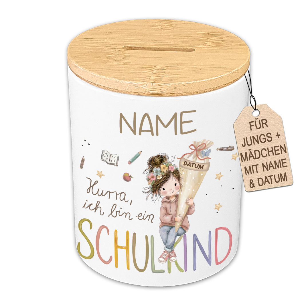Personalisierte Kinder-Spardose & Stiftehalter "Schulkind" (Keramik)