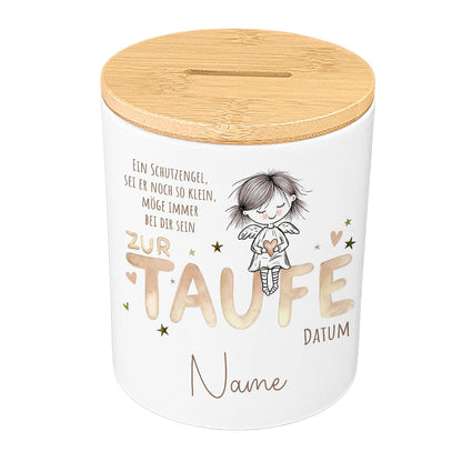 Personalisierte Schutzengel-Spardose zur Taufe
