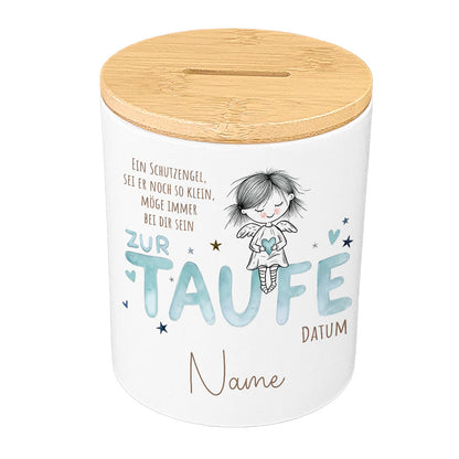Personalisierte Schutzengel-Spardose zur Taufe