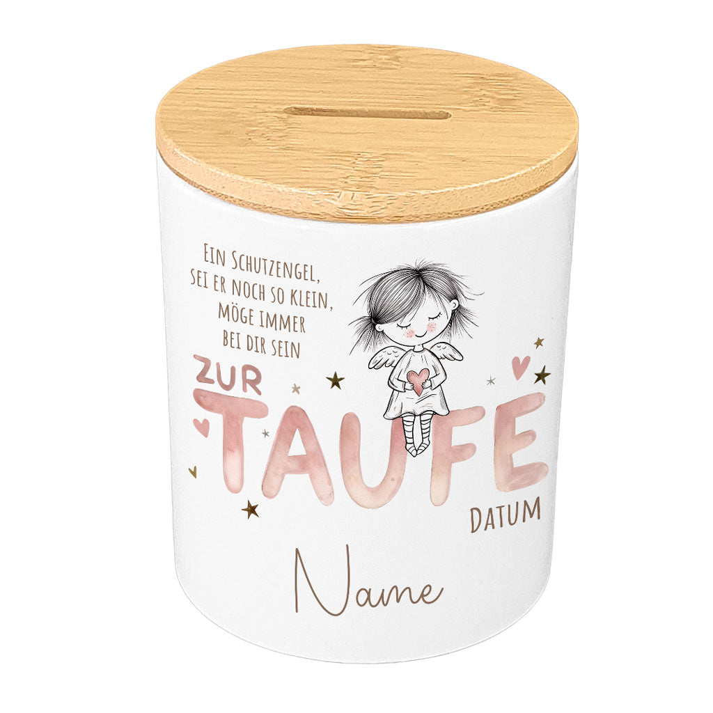 Personalisierte Schutzengel-Spardose zur Taufe