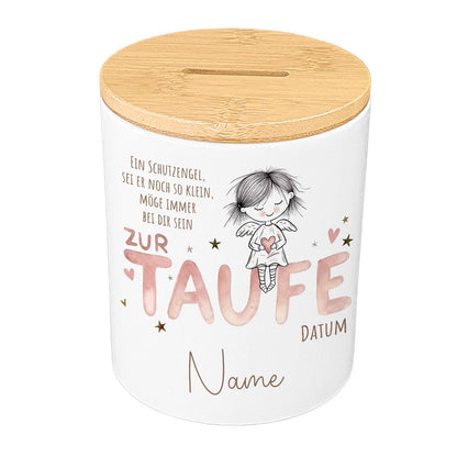Personalisierte Schutzengel-Spardose zur Taufe