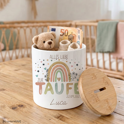 Abnehmbarer Bambusdeckel der Kinder Spardose