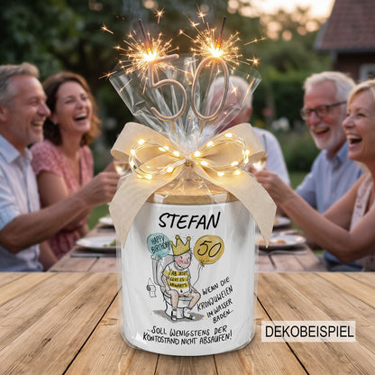 Personalisierte Spardose mit Name Stefan und Zahl 50 beidseitig