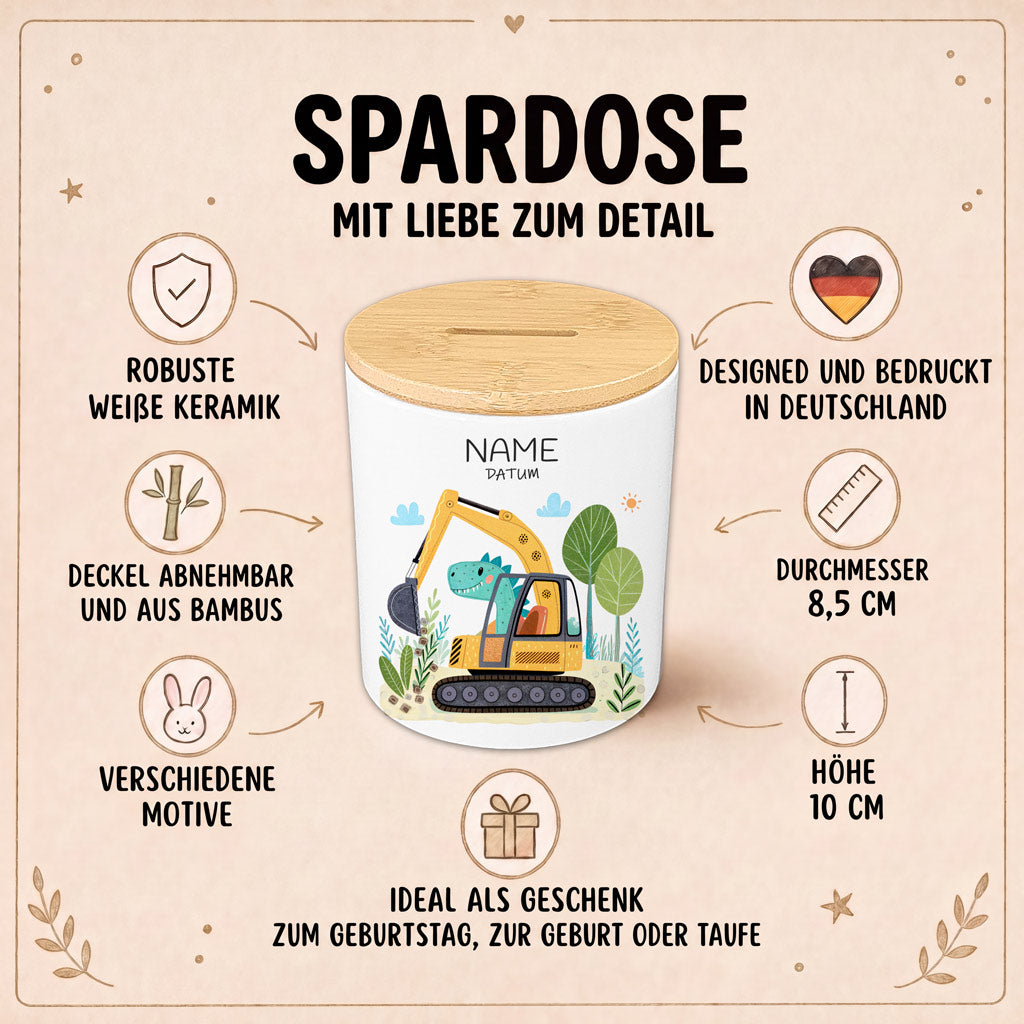 Personalisierung der Fahrzeugspardose mit Name und optionalem Wunschdatum